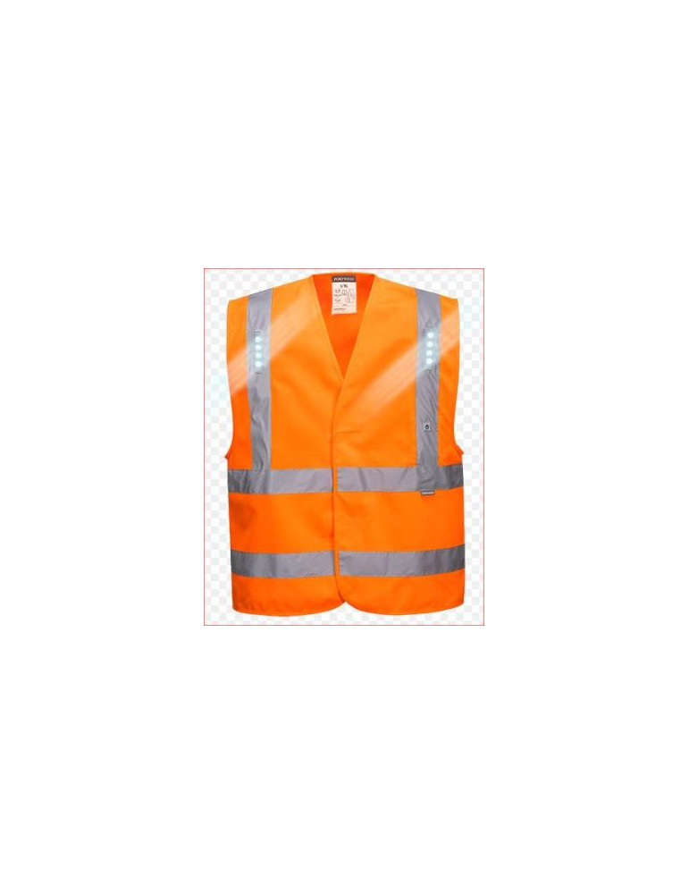 Gilet porte-outils haute visibilité orange fluorescent, anneau D 